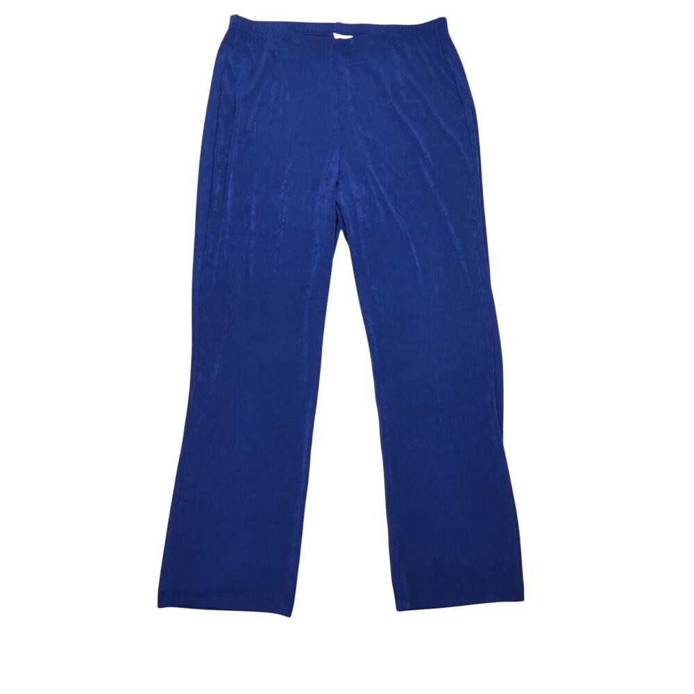 Vintage Chico's Travelers Blue Slinky Knit Pull-On Straight Leg Pants L